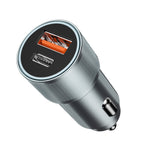 BWOO BO-CC73 auto lādētājs, 38 W, USB-C PD 20 W un USB-A QC 18 W, sudraba