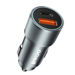 BWOO BO-CC73 auto lādētājs, 38 W, USB-C PD 20 W un USB-A QC 18 W, sudraba