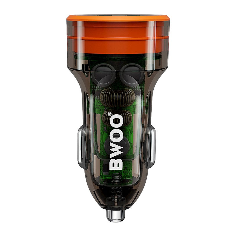 BWOO Car Charger USB-C + USB-A, 38 W, transparent