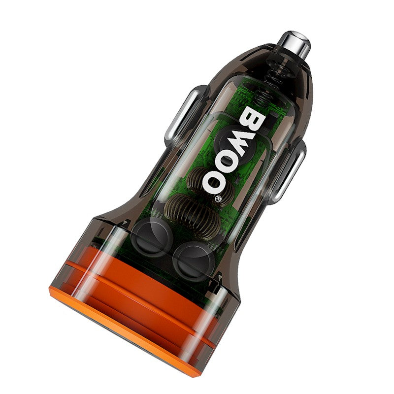BWOO Car Charger USB-C + USB-A, 38 W, transparent
