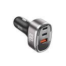 XO auto lādētājs CC61 100 W ar USB, USB-C un Lightning pieslēgvietām, PD un QC 3.0 ātrā uzlāde, pelēks