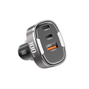 XO auto lādētājs CC61 100 W ar USB, USB-C un Lightning pieslēgvietām, PD un QC 3.0 ātrā uzlāde, pelēks
