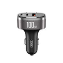 XO auto lādētājs CC61 100 W ar USB, USB-C un Lightning pieslēgvietām, PD un QC 3.0 ātrā uzlāde, pelēks
