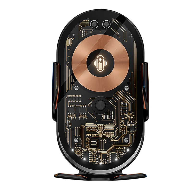 Qualo QTUS-K-15-18 bezvadu auto telefona turētājs 15 W caurspīdīgs pelēks ar ventilācijas stiprinājumu