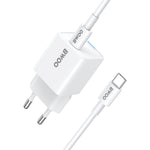 BWOO CDA211 GaN PD sienas lādētājs ar 1 USB-C pieslēgvietu un 60 W USB-C–USB-C kabeli, 30 W, balts