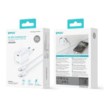 BWOO CDA211 GaN PD sienas lādētājs ar 1 USB-C pieslēgvietu un 60 W USB-C–USB-C kabeli, 30 W, balts