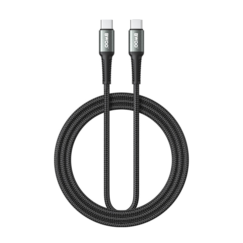 BWOO pīts USB-C–USB-C kabelis, 3 m, 60 W, melns