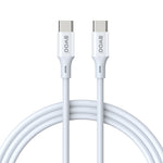 BWOO USB-C–USB-C kabelis, 2 m, 60 W, ABS un TPE, balts