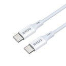 BWOO USB-C–USB-C kabelis, 2 m, 60 W, ABS un TPE, balts