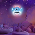 Karājamā LED neona gaisma uz organiskā stikla ar Paw Patrol logotipu, 40 × 40 cm, melna, USB