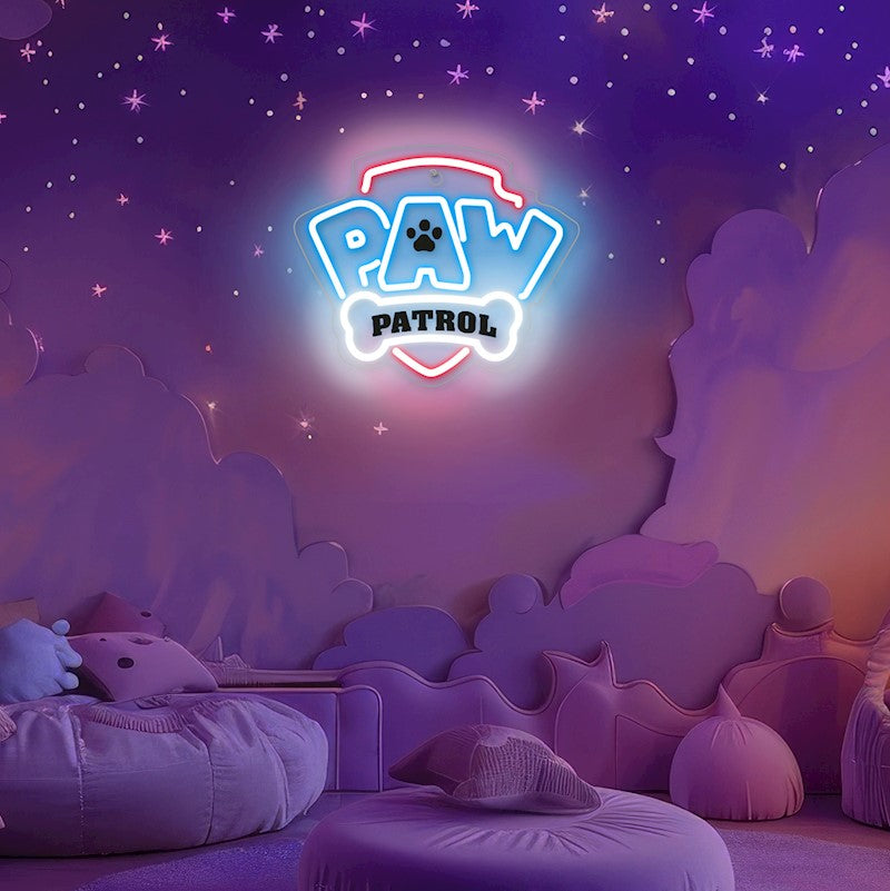 Karājamā LED neona gaisma uz organiskā stikla ar Paw Patrol logotipu, 40 × 40 cm, melna, USB