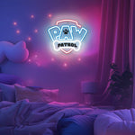 Karājamā LED neona gaisma uz organiskā stikla ar Paw Patrol logotipu, 40 × 40 cm, melna, USB