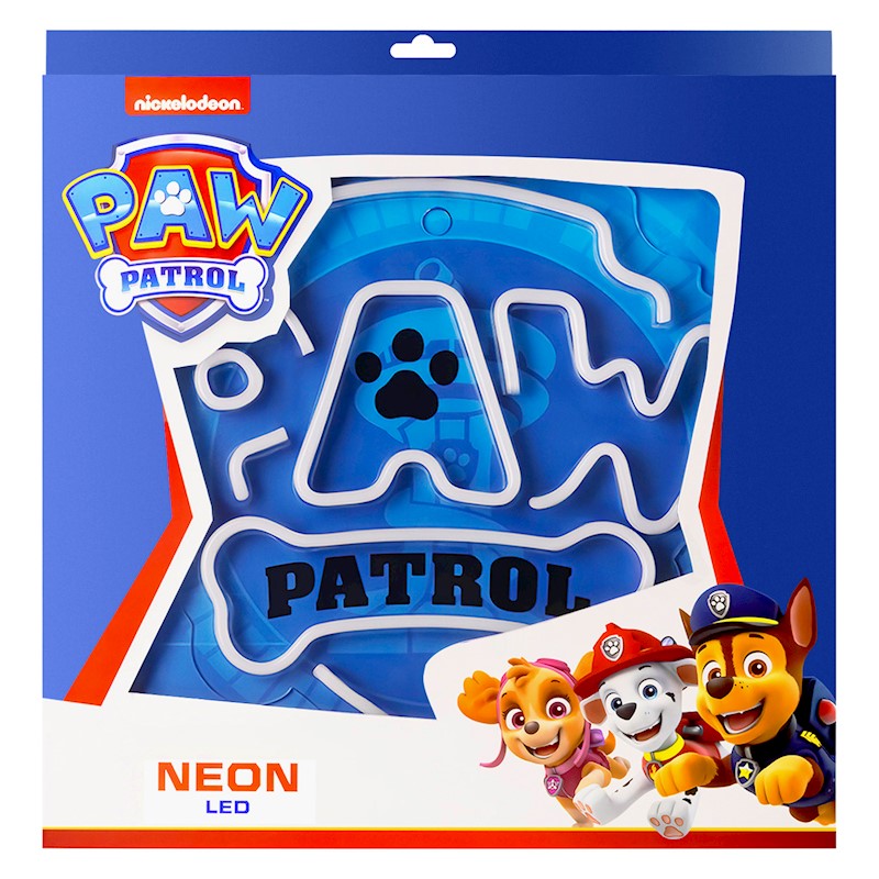 Karājamā LED neona gaisma uz organiskā stikla ar Paw Patrol logotipu, 40 × 40 cm, melna, USB
