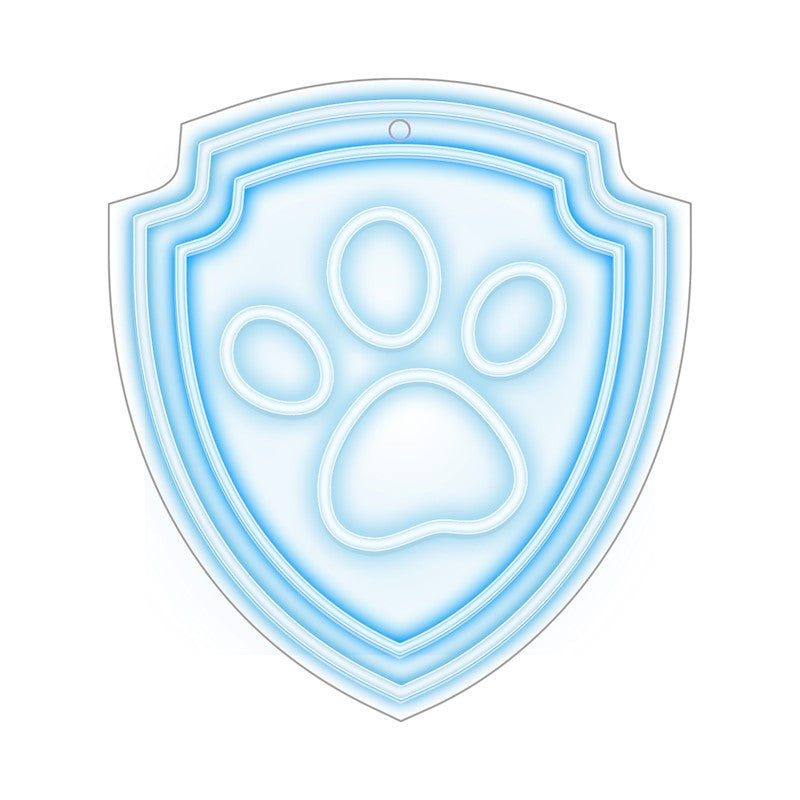 Karājamā LED neona gaisma uz organiskā stikla ar Paw Patrol ķepas simbolu, 40 × 40 cm, melna, USB