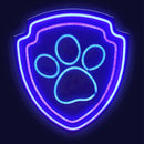 Karājamā LED neona gaisma uz organiskā stikla ar Paw Patrol ķepas simbolu, 40 × 40 cm, melna, USB