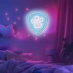 Karājamā LED neona gaisma uz organiskā stikla ar Paw Patrol ķepas simbolu, 40 × 40 cm, melna, USB