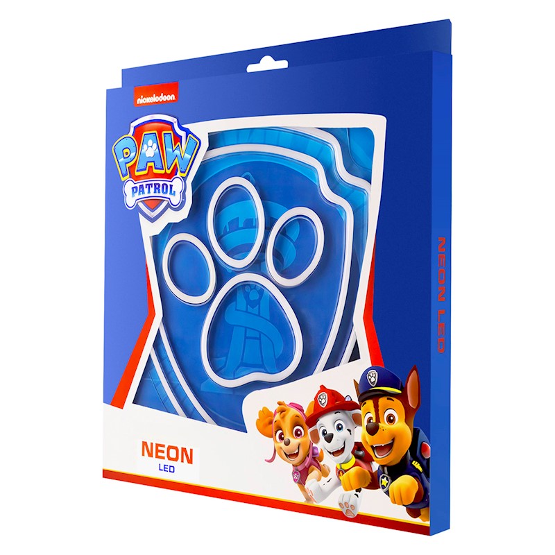 Karājamā LED neona gaisma uz organiskā stikla ar Paw Patrol ķepas simbolu, 40 × 40 cm, melna, USB