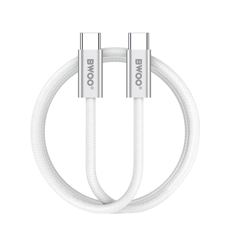 BWOO 240 W pīts USB-C uz USB-C kabelis 1 m balts ātrai uzlādei un datu pārraidei