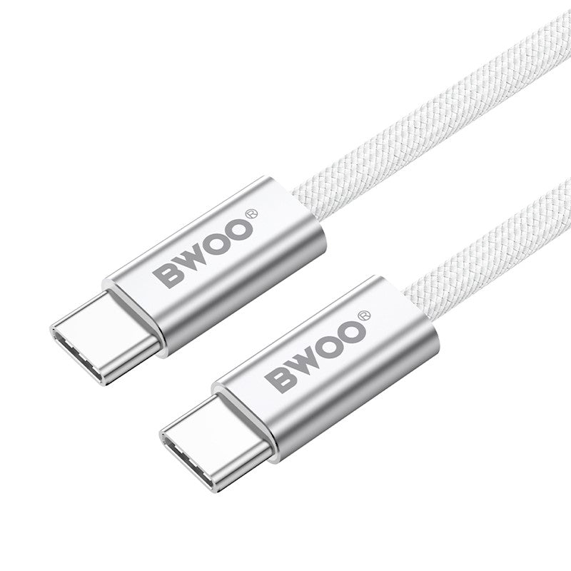 BWOO 240 W pīts USB-C uz USB-C kabelis 1 m balts ātrai uzlādei un datu pārraidei
