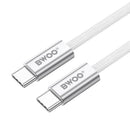 BWOO 240 W pīts USB-C uz USB-C kabelis 1 m balts ātrai uzlādei un datu pārraidei
