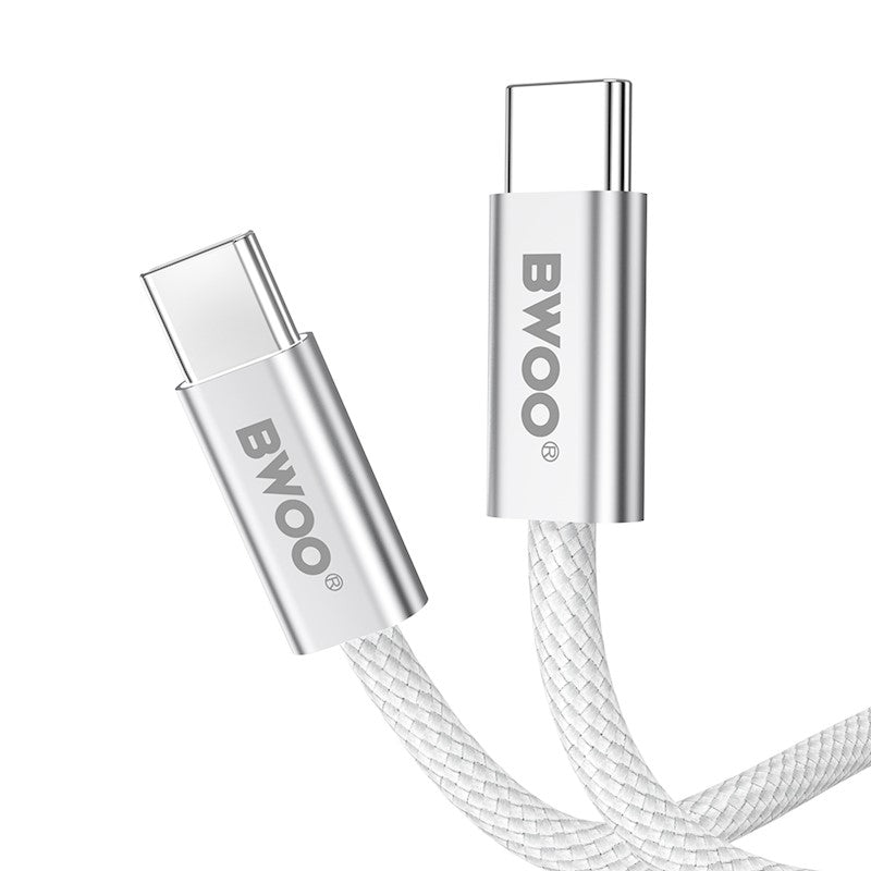 BWOO 240 W pīts USB-C uz USB-C kabelis 1 m balts ātrai uzlādei un datu pārraidei