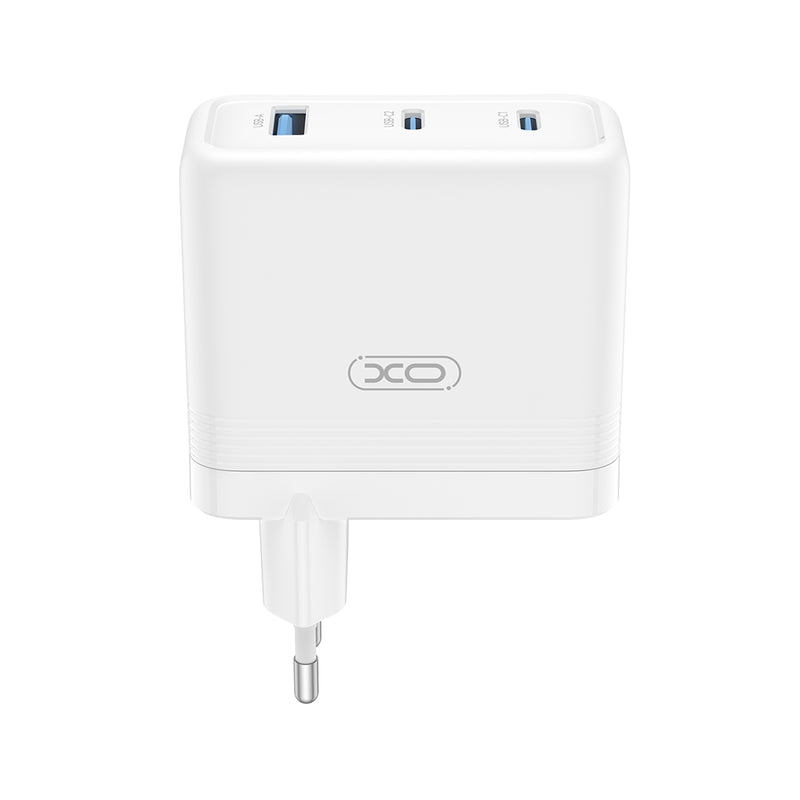 XO sienas lādētājs CE35 PD 100 W 2× USB-C 1× USB, balts