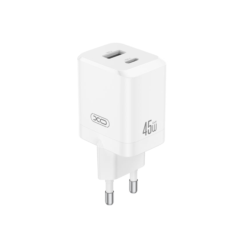 XO sienas lādētājs CE36 PD 45 W 1× USB-C 1× USB, balts