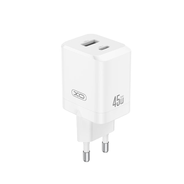 XO sienas lādētājs CE36 PD 45 W 1× USB-C 1× USB, balts