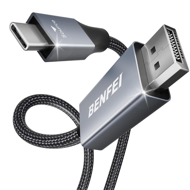 BENFEI USB-C–DisplayPort kabelis, 0,9 m, 8K 60 Hz, 4K 144 Hz, pelēks