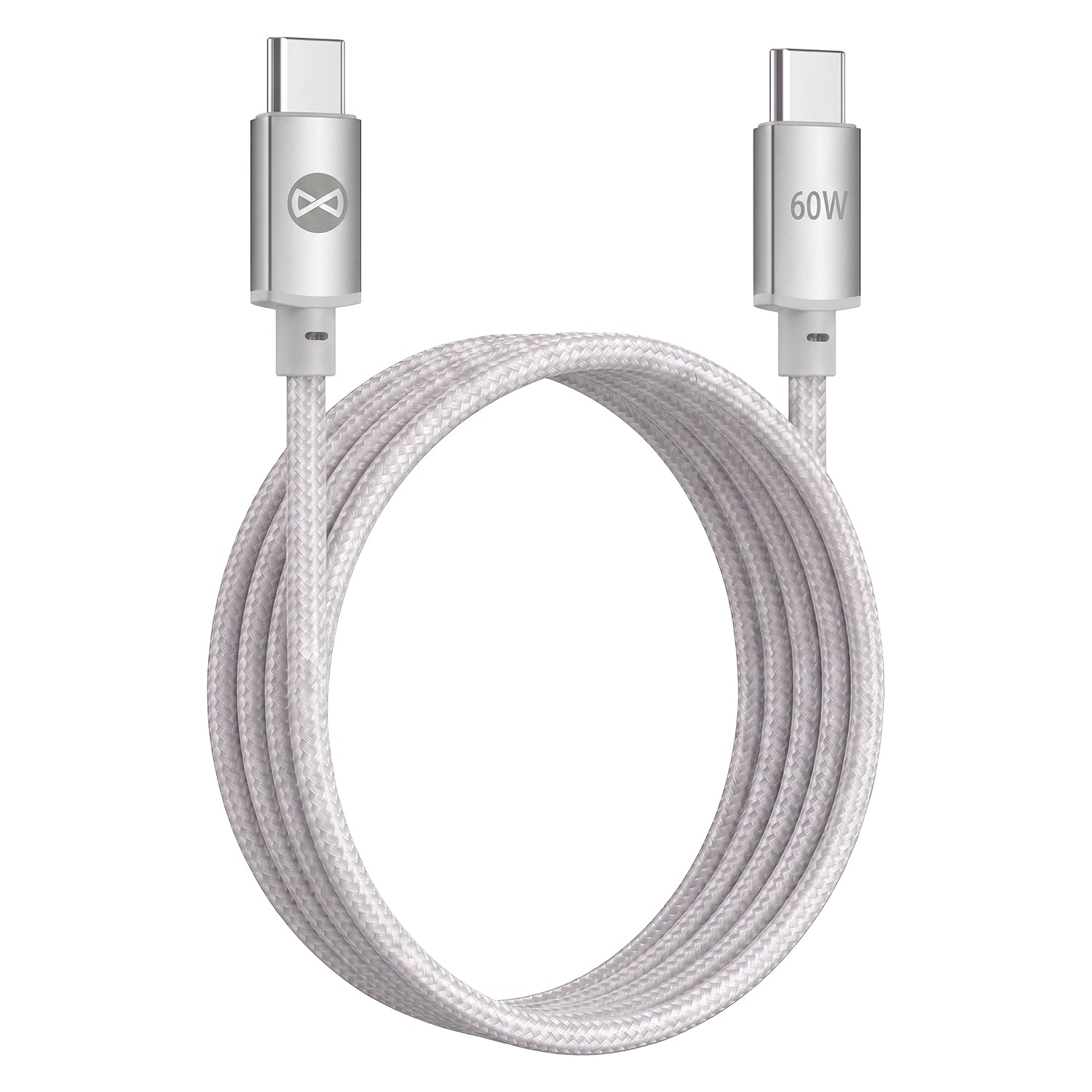 Forever Vibe USB-C–USB-C kabelis, 60W, 1m, sudraba