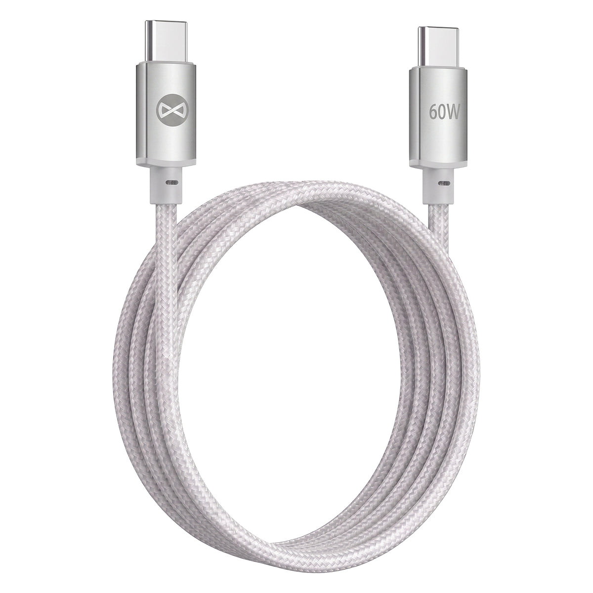 Forever Vibe USB-C–USB-C kabelis, 60W, 1m, sudraba