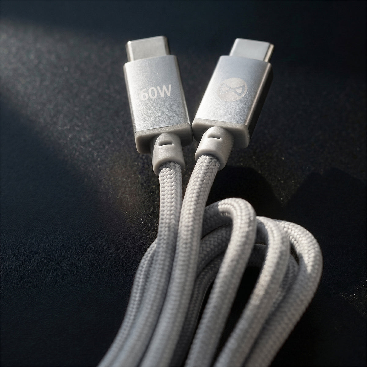Forever Vibe USB-C–USB-C kabelis, 60W, 1m, sudraba