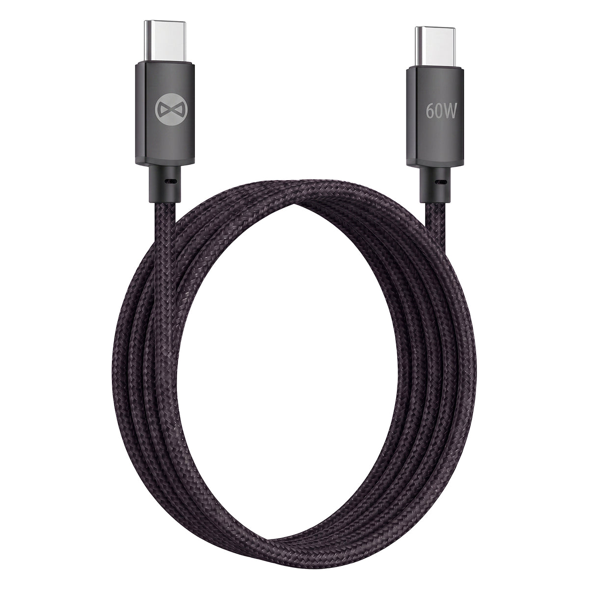 Forever Vibe USB-C–USB-C kabelis, 60W, 1m, tumši pelēks