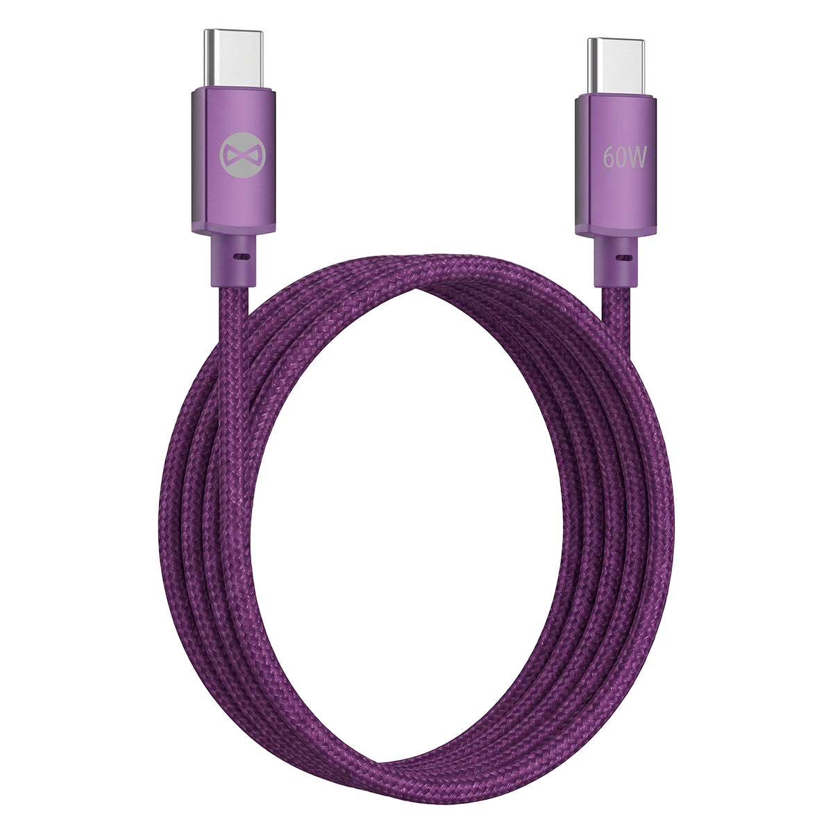 Forever Vibe USB-C–USB-C kabelis, 60W, 1m, tumši ķiršu