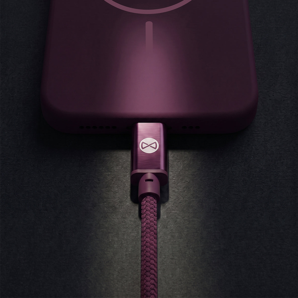 Forever Vibe USB-C–USB-C kabelis, 60W, 1m, tumši ķiršu