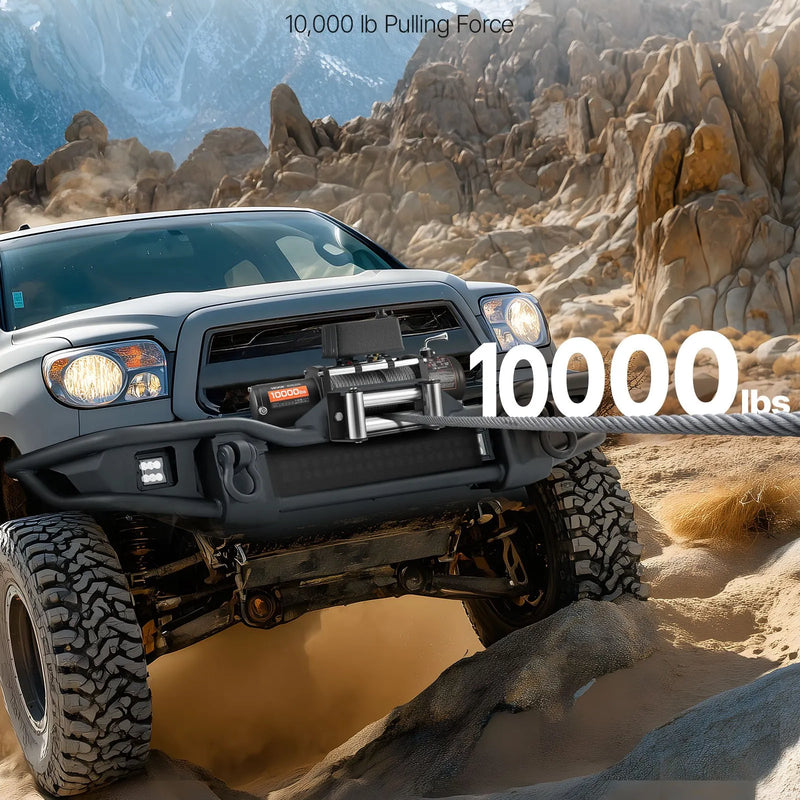 EVOR elektriskā vinča, 4 500 kg vilkšanas jauda, 12 V līdzstrāvas kravas auto vinča ar Φ8,3 mm × 19,8 m tērauda trosi, bezvadu un vadu tālvadība, IP55 ūdensizturība SUV, Jeep, piekabju, laivu un bezceļu transportlīdzekļu vilkšanai