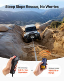 EVOR elektriskā vinča, 4 500 kg vilkšanas jauda, 12 V līdzstrāvas kravas auto vinča ar Φ8,3 mm × 19,8 m tērauda trosi, bezvadu un vadu tālvadība, IP55 ūdensizturība SUV, Jeep, piekabju, laivu un bezceļu transportlīdzekļu vilkšanai