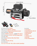 EVOR elektriskā vinča, 4 500 kg vilkšanas jauda, 12 V līdzstrāvas kravas auto vinča ar Φ8,3 mm × 19,8 m tērauda trosi, bezvadu un vadu tālvadība, IP55 ūdensizturība SUV, Jeep, piekabju, laivu un bezceļu transportlīdzekļu vilkšanai