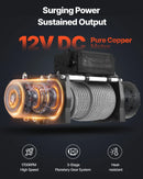 VEVOR elektriskā vinča, 5 400 kg vilkšanas jauda, 12 V līdzstrāvas kravas auto vinča ar Φ9,1 mm × 24 m tērauda trosi, bezvadu un vadu tālvadība, IP55 ūdensizturība SUV, Jeep, piekabju, laivu un bezceļu transportlīdzekļu vilkšanai