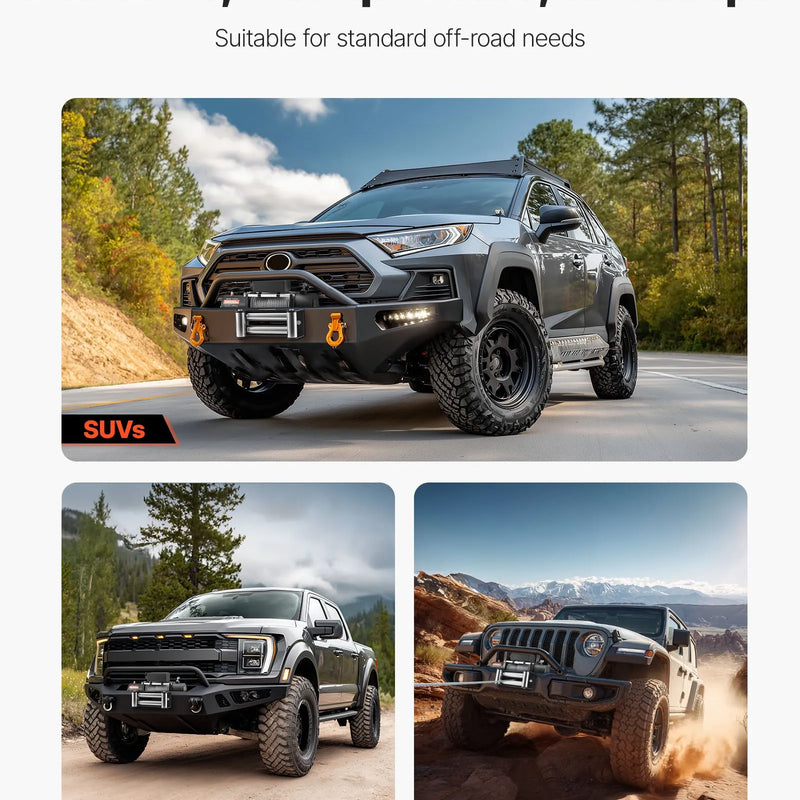 VEVOR elektriskā vinča, 5 400 kg vilkšanas jauda, 12 V līdzstrāvas kravas auto vinča ar Φ9,1 mm × 24 m tērauda trosi, bezvadu un vadu tālvadība, IP55 ūdensizturība SUV, Jeep, piekabju, laivu un bezceļu transportlīdzekļu vilkšanai