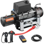 VEVOR elektriskā vinča, 12 V, vilkšanas jauda 5400 kg, tērauda trose Ø9,1 mm × 26 m, bezvadu un vadu tālvadība, piemērota SUV, Jeep, piekabēm, laivām un bezceļu transportlīdzekļiem