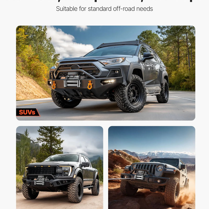 VEVOR elektriskā vinča, 12 V, vilkšanas jauda 5400 kg, tērauda trose Ø9,1 mm × 26 m, bezvadu un vadu tālvadība, piemērota SUV, Jeep, piekabēm, laivām un bezceļu transportlīdzekļiem