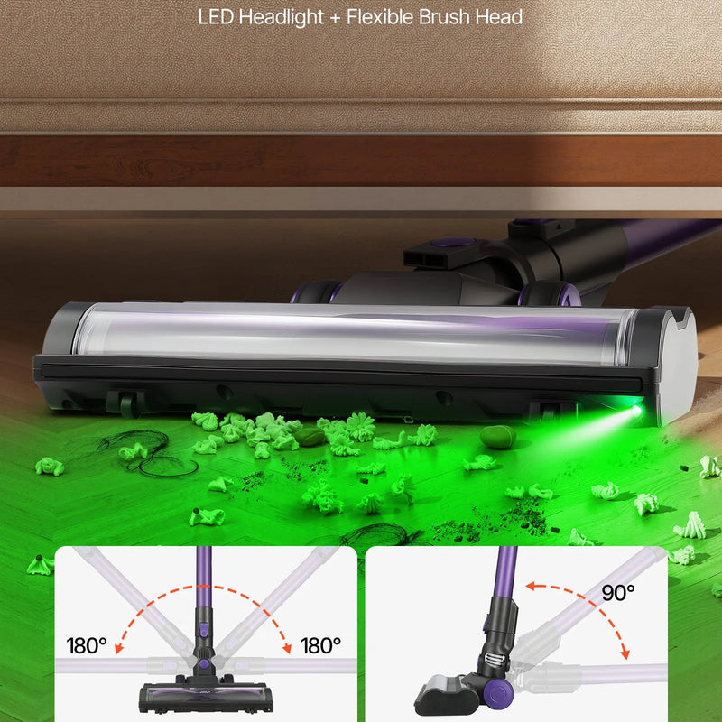 EVOR bezvadu putekļsūcējs ar maksimālo 25 kPa sūkšanas jaudu, uzlādējamu pret sapīšanos izturīgu konstrukciju, putekļu tvertni un 35 minūšu darbības laiku, viegls rokas putekļsūcējs mājai, paklājiem, mājdzīvnieku spalvām un cietām grīdām