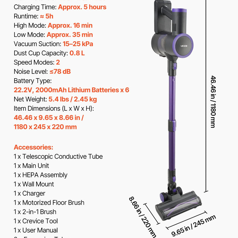 EVOR bezvadu putekļsūcējs ar maksimālo 25 kPa sūkšanas jaudu, uzlādējamu pret sapīšanos izturīgu konstrukciju, putekļu tvertni un 35 minūšu darbības laiku, viegls rokas putekļsūcējs mājai, paklājiem, mājdzīvnieku spalvām un cietām grīdām