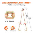 V-veida ķēdes stropes, 4 360 kg darba slodzes limits, 8 mm x 0,9 m G80 vilkšanas ķēde ar RTJ āķu komplektu, DOT sertificēta, ar galvanizētu pārklājumu, mangāna tērauds un D-veida skava, piemērota celšanas un pārvietošanas darbiem