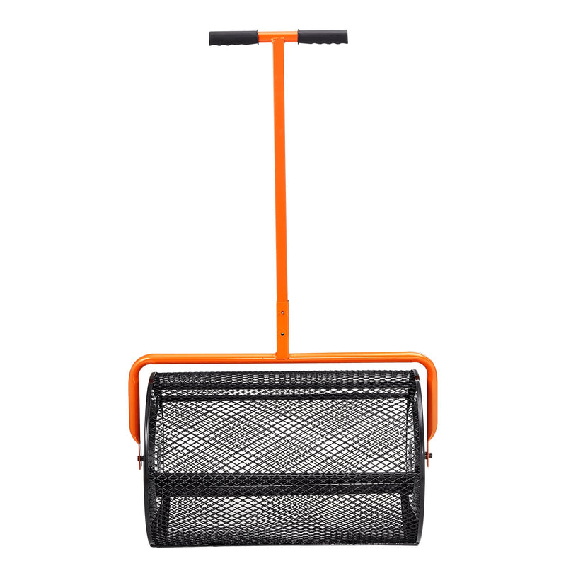 Разбрасыватель компоста VEVOR, регулируемая ручка 62-65 см, ширина 61 см, сетчатая корзина из стали с порошковым покрытием, для разбрасывания удобрений, почвы, компоста