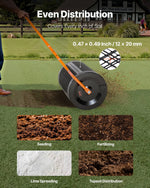 VEVOR Compost Spreader: 61 cm wide peat and seed spreader with a T-handle, 3 height adjustment levels, powder-coated steel garden compost roller for sowing grass and spreading fertilizer