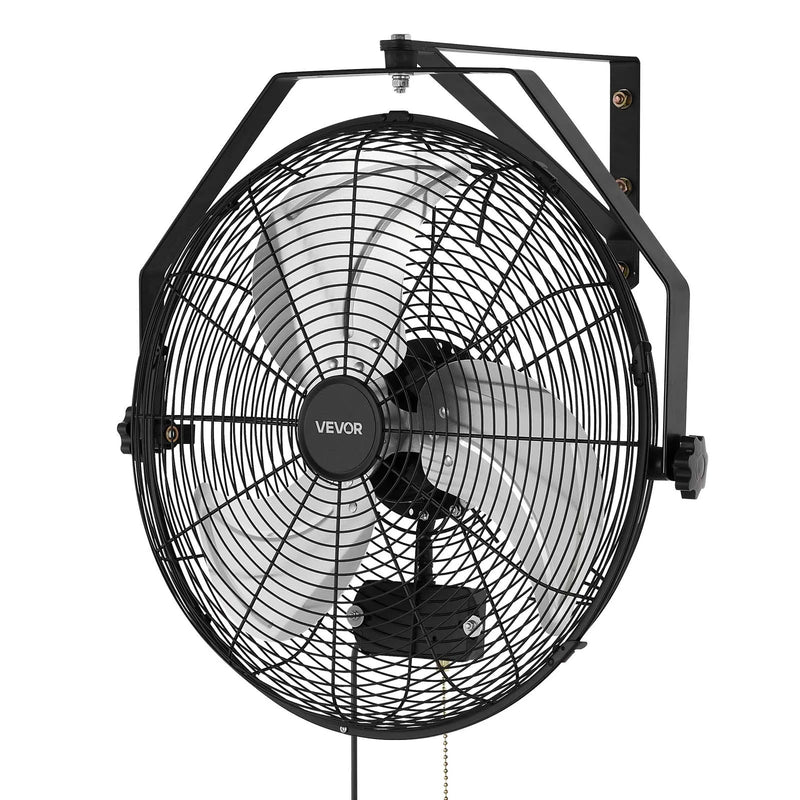 VEVOR sienas ventilators, 450mm, IP44, 3 ātrumi, liels gaisa plūsmas attālums, regulējams rotācijas leņķis, jaudīgs, rūpniecībai, komerctelpām, garāžām, darbnīcām un sporta zālēm