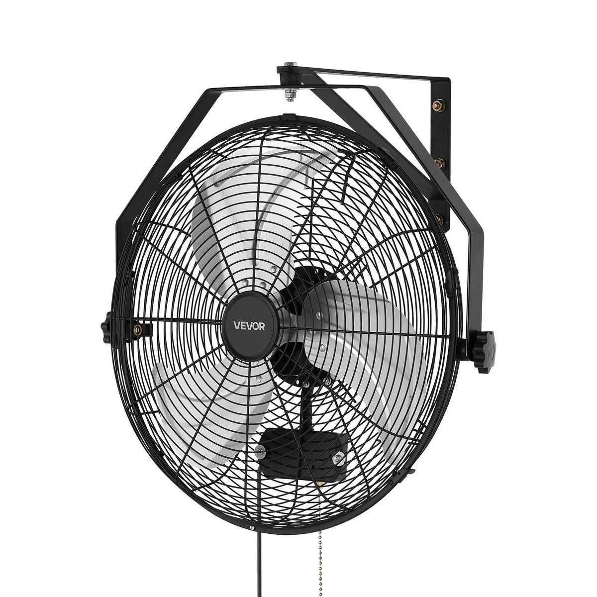 VEVOR sienas ventilators, 450mm, IP44, 3 ātrumi, liels gaisa plūsmas attālums, regulējams rotācijas leņķis, jaudīgs, rūpniecībai, komerctelpām, garāžām, darbnīcām un sporta zālēm