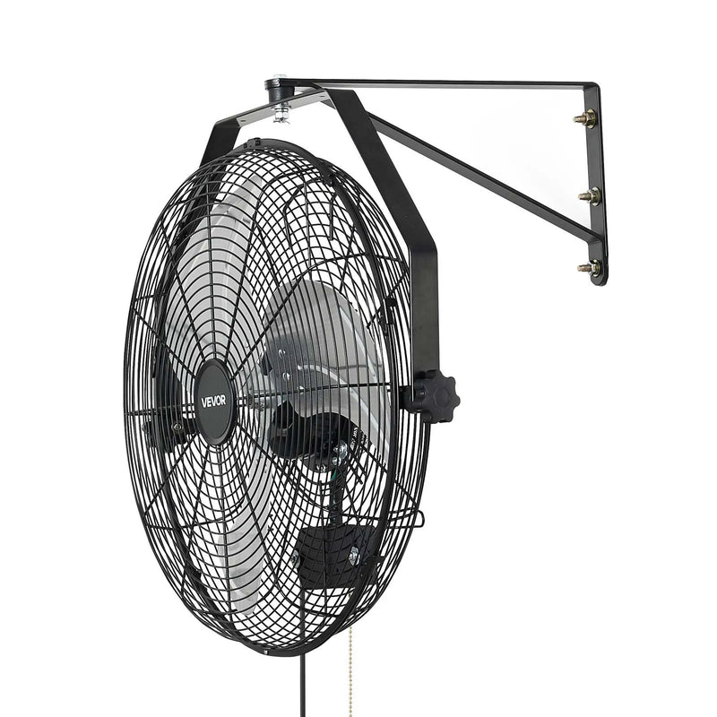 VEVOR sienas ventilators, 450mm, IP44, 3 ātrumi, liels gaisa plūsmas attālums, regulējams rotācijas leņķis, jaudīgs, rūpniecībai, komerctelpām, garāžām, darbnīcām un sporta zālēm